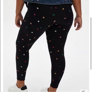 NWT TORRID 2 PREMIUM MINI STAR PRINT LEGGING - BLACK